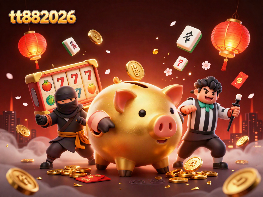 Experience thrilling gaming moments with tt882026 as a sumo wrestler piggy bank stomps to victory.