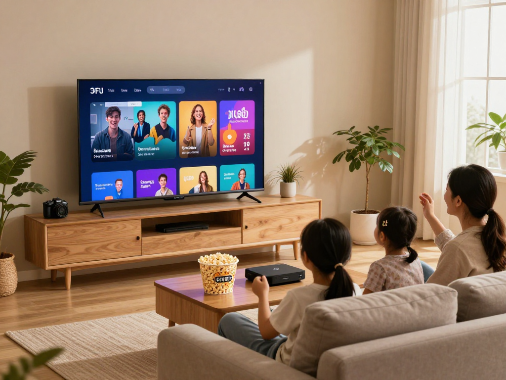 Profitez du divertissement avec Iron TV dans votre salon moderne.
