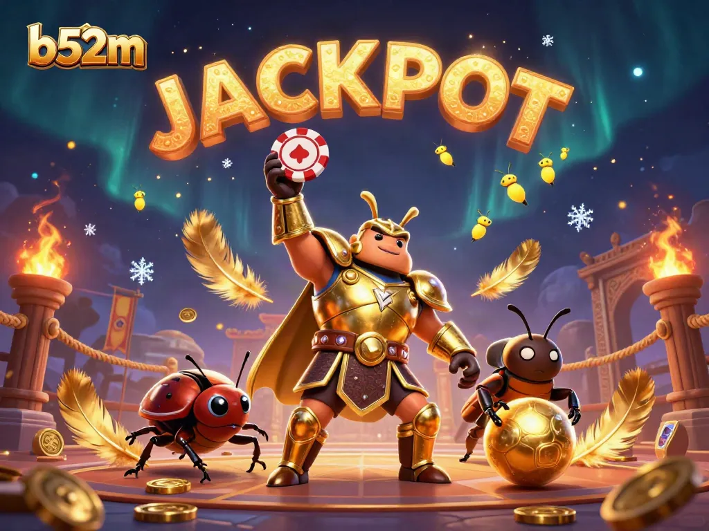Engage in thrilling wins at b52m with a victorious hercules beetle gaming illustration.