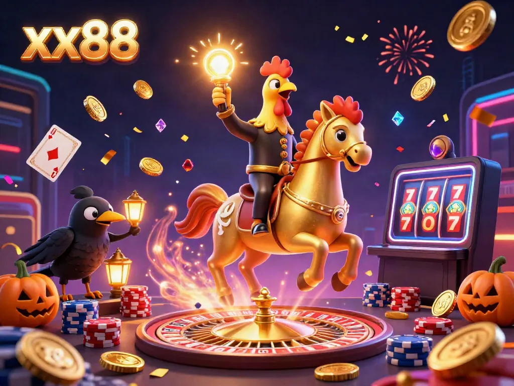 Experience the excitement of xx88 Casino with vibrant characters and dynamic gaming elements.