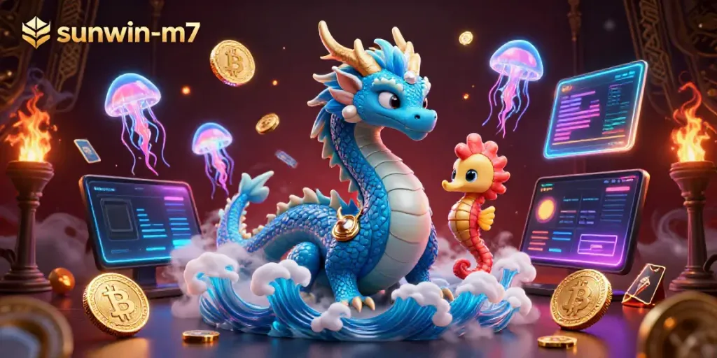 Experience the dynamic world of sunwin-m7 with ocean-inspired characters and crypto elements!