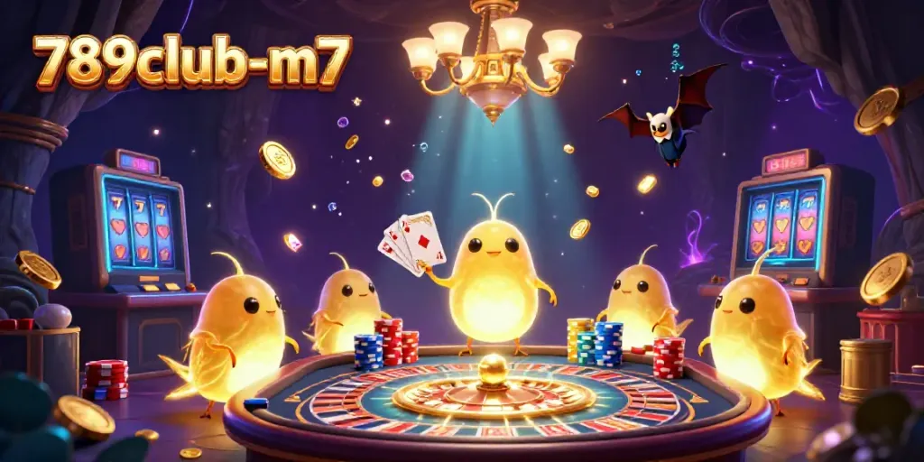 Experience the vibrant magic of 789club-m7 with glowing casino elements and a bat dealer