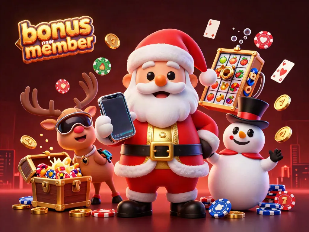 Experience the excitement of jackpot slots with the bonus new member offer in this vibrant digital casino-themed scene.