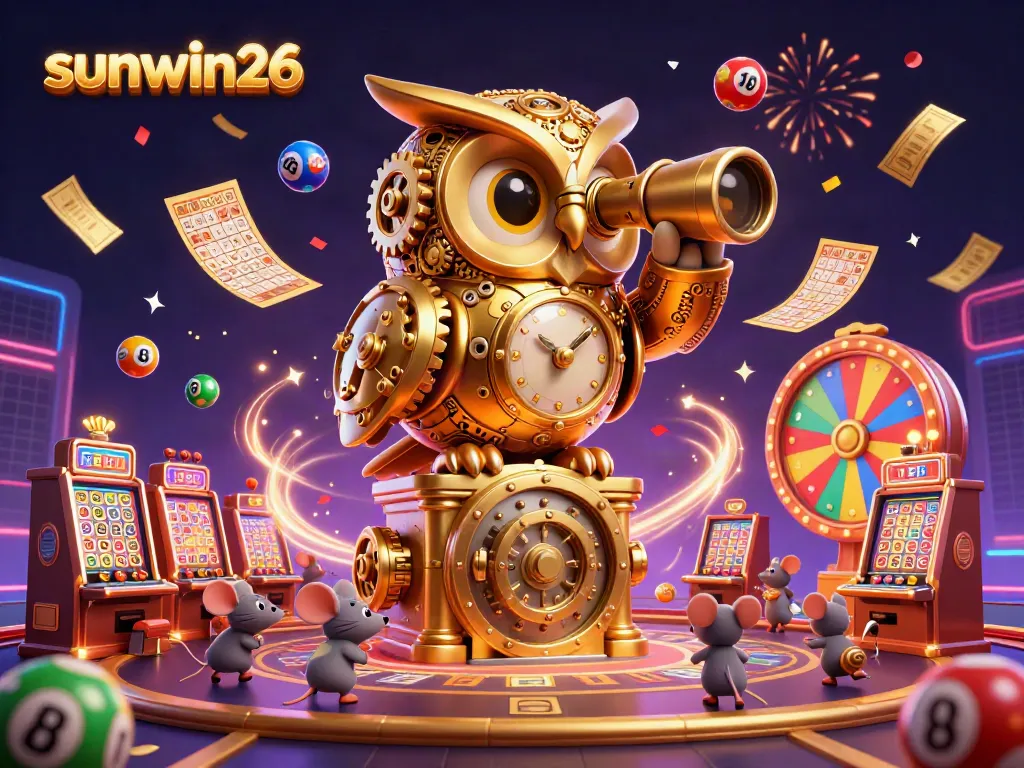 Engage in the thrilling games at sunwin26 with a colorful casino scene featuring animated characters.