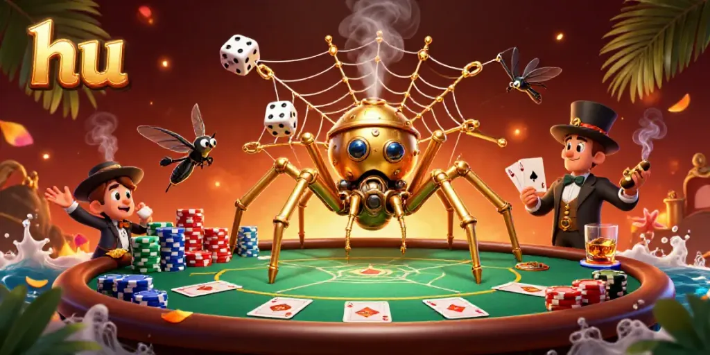 Catch the excitement at hu with a dynamic steampunk casino scene featuring vibrant gaming elements.