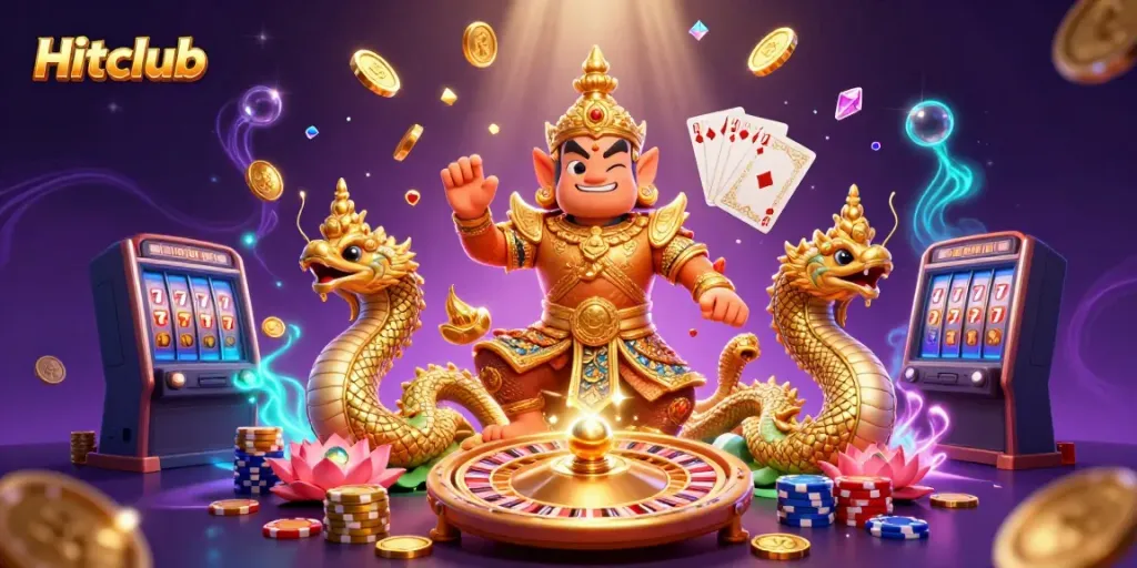 Engage with Hitclub's exciting casino adventure featuring vibrant characters, jackpot elements, and dynamic gameplay.