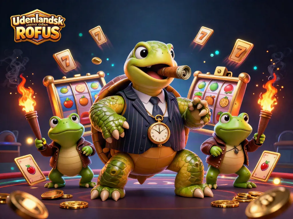 Engage with udenlandsk casino uden ROFUS in this vibrant, dynamic 3D casino illustration.