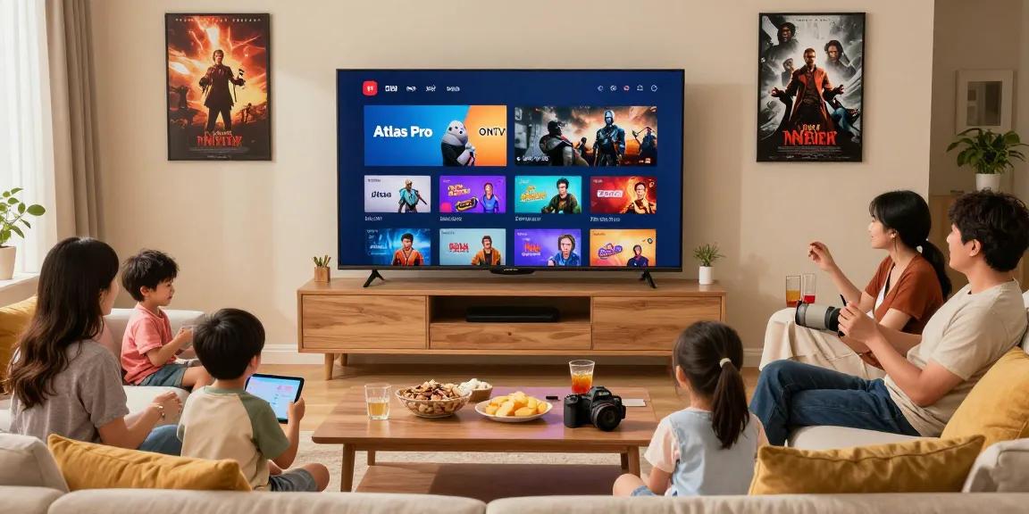 Vision d'une famille profitant de l'Atlas pro ontv dans un salon moderne
