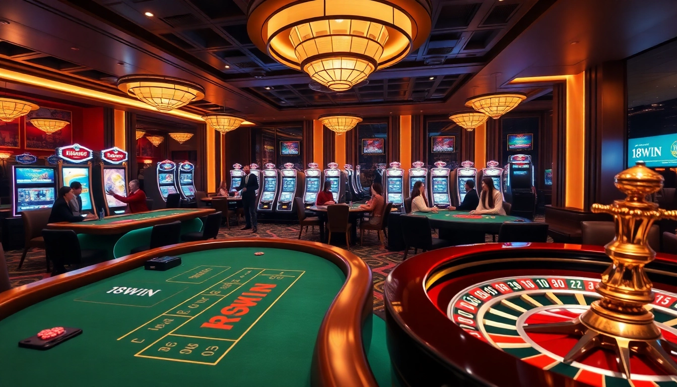 Experience high-stakes action at 18WIN casino with vibrant tables and dynamic gaming excitement.