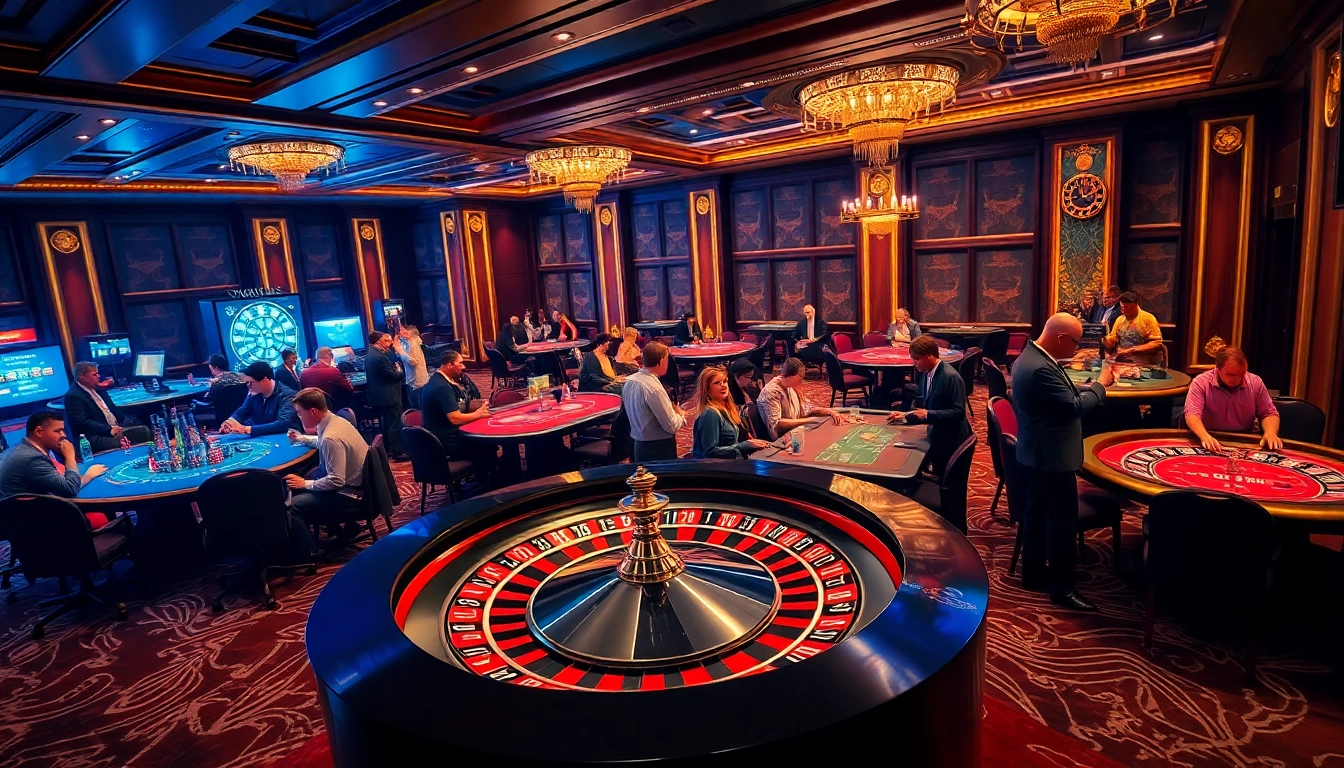 Players engaging in dynamic casino games at SAO BET, featuring roulette, poker, and vibrant chips.