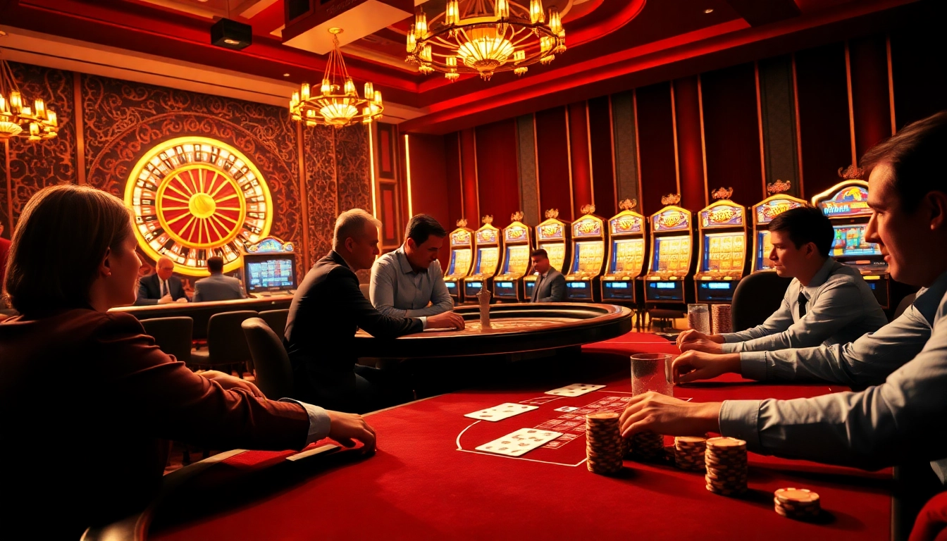 Engaging poker game at a high-end casino table, showcasing the excitement of https://uu88pk.com/ and lavish gambling elements.