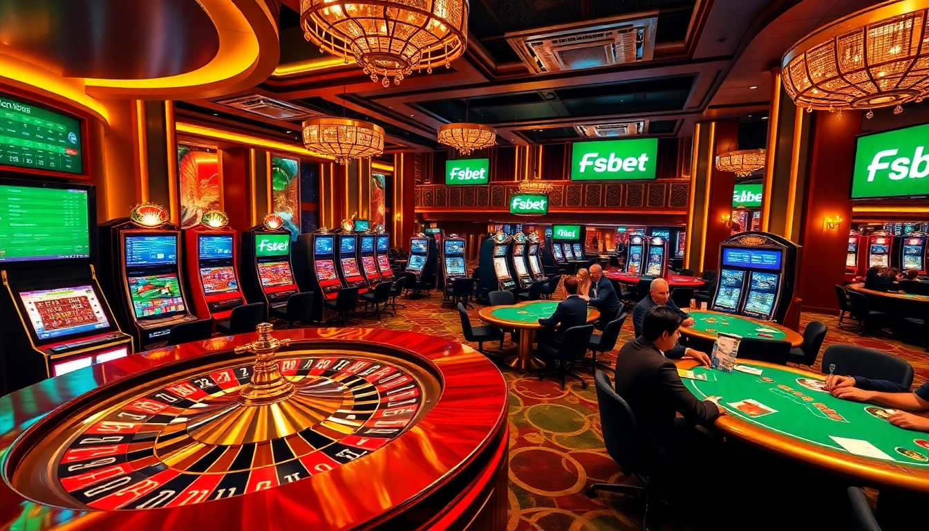Experience the excitement of sports betting at Fsbet with lively casino elements and engaging players.