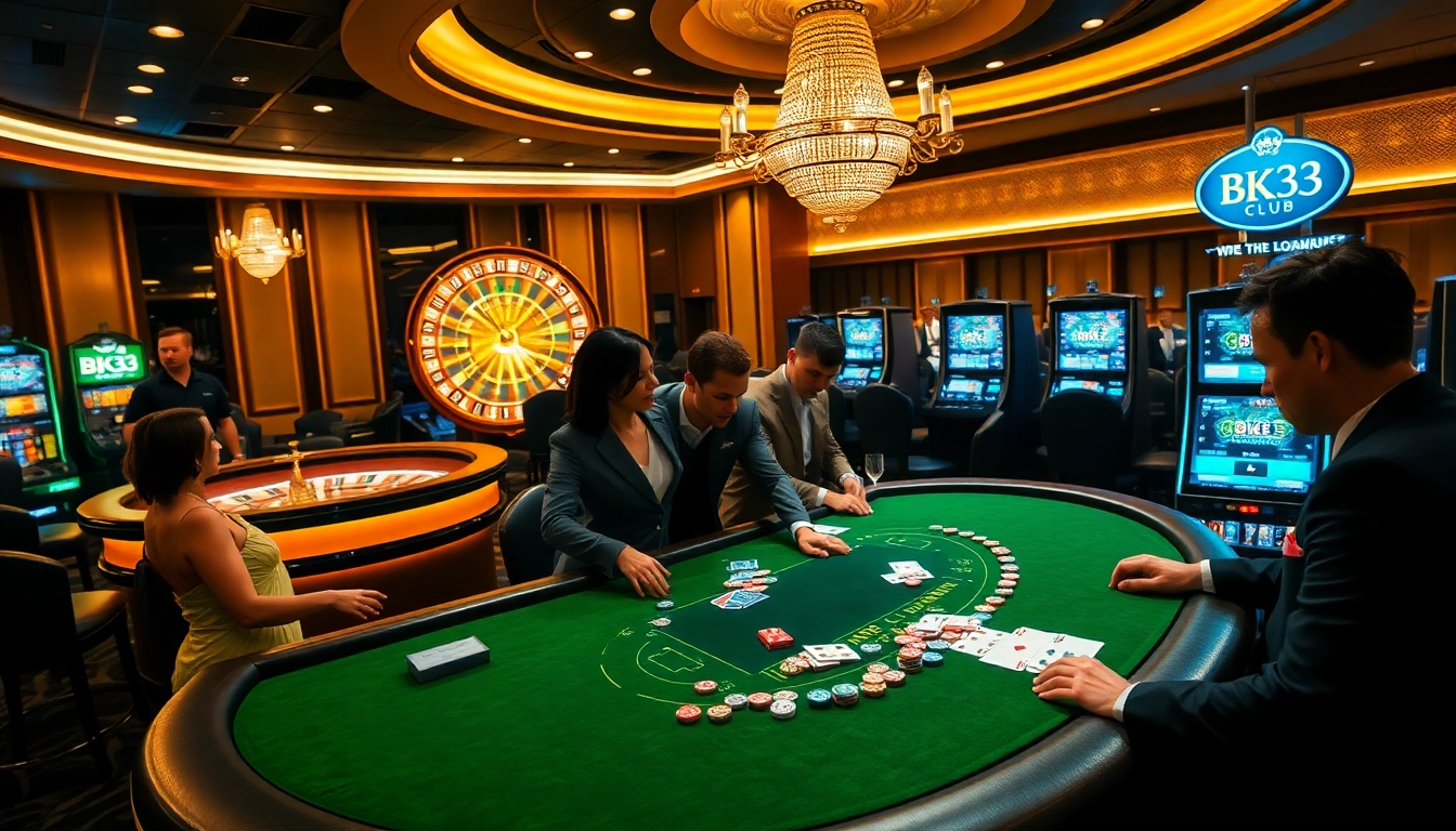 Experience excitement at Bk33 club with vibrant casino tables and engaging players.