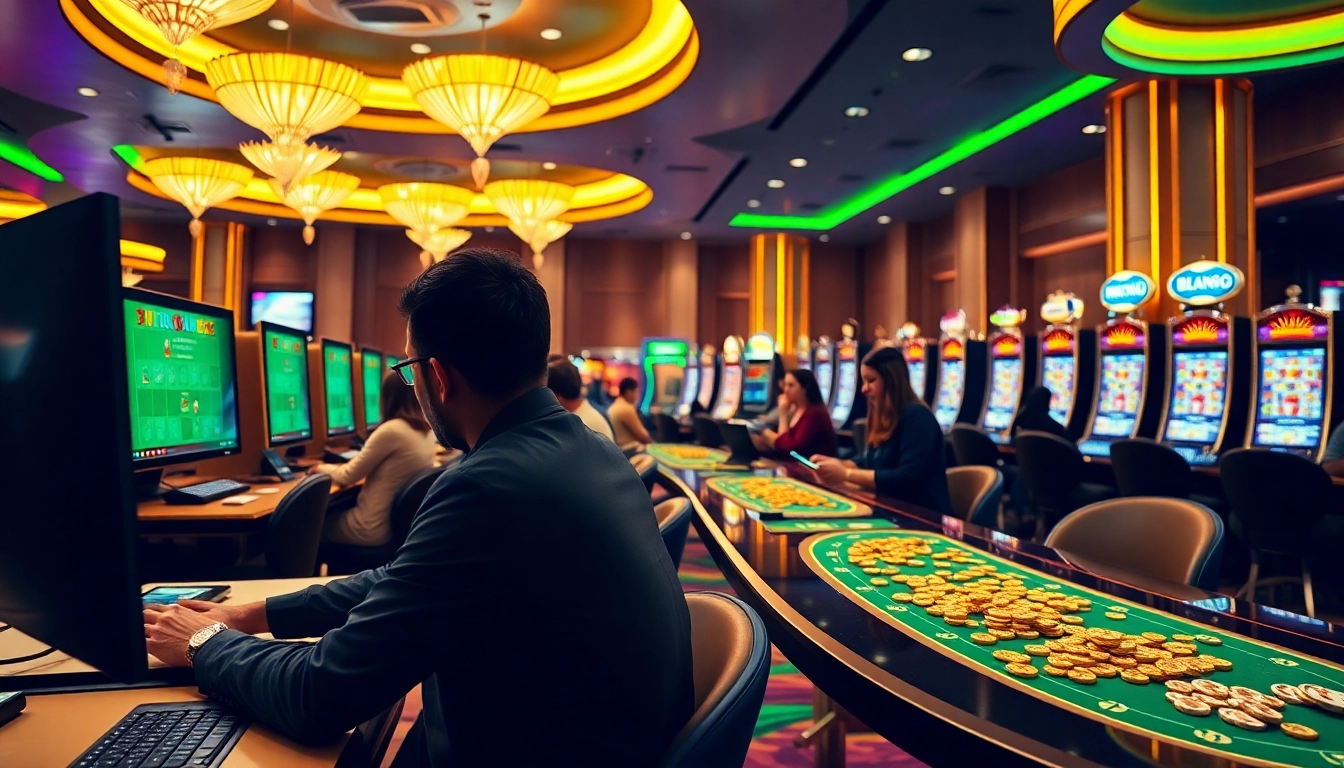 Jouer à best crypto casino avec des machines à sous colorées et des tables de jeu luxueuses.