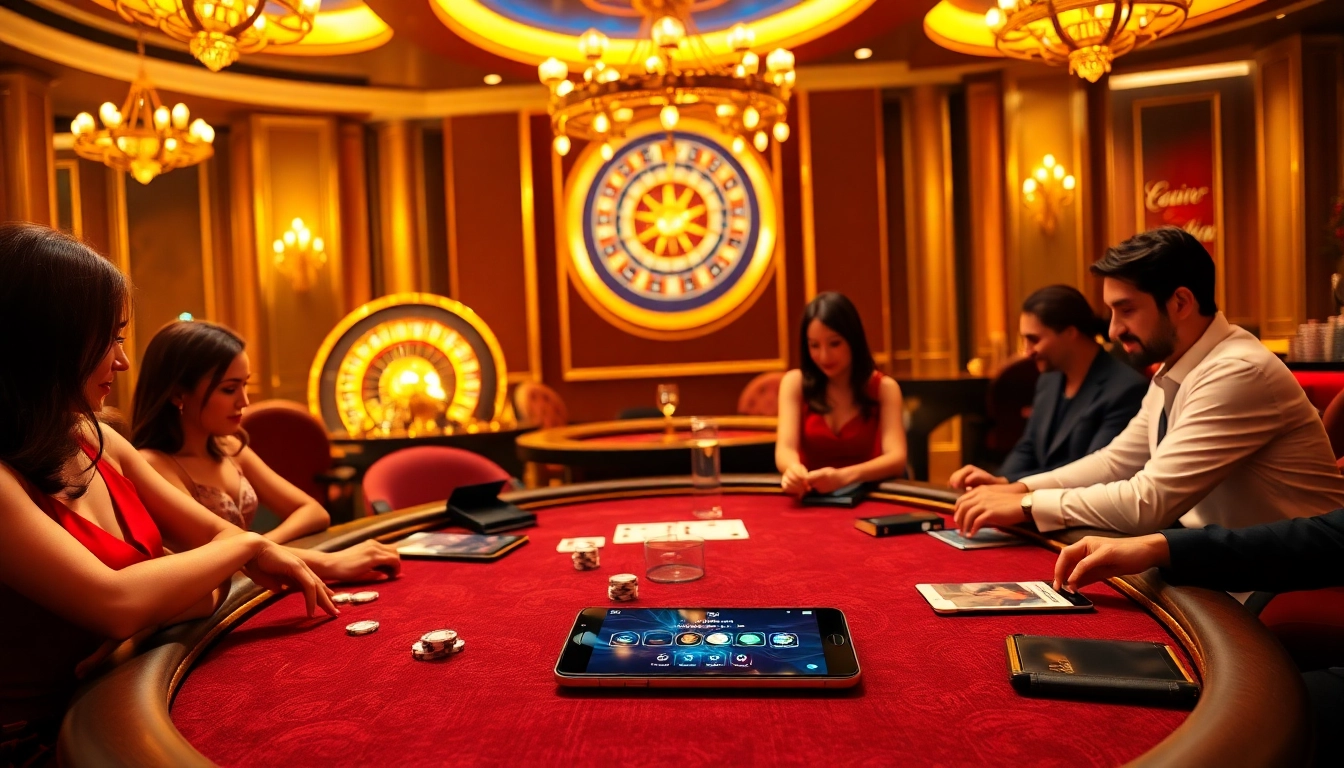88i blackjack players enjoying a thrilling casino experience with vibrant poker chips and a roulette wheel.