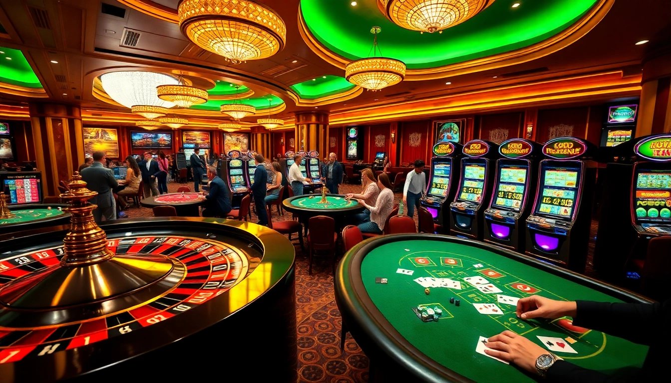 Experience the excitement of LUCK8.COM with vibrant casino tables, poker chips, and winning slot machines.