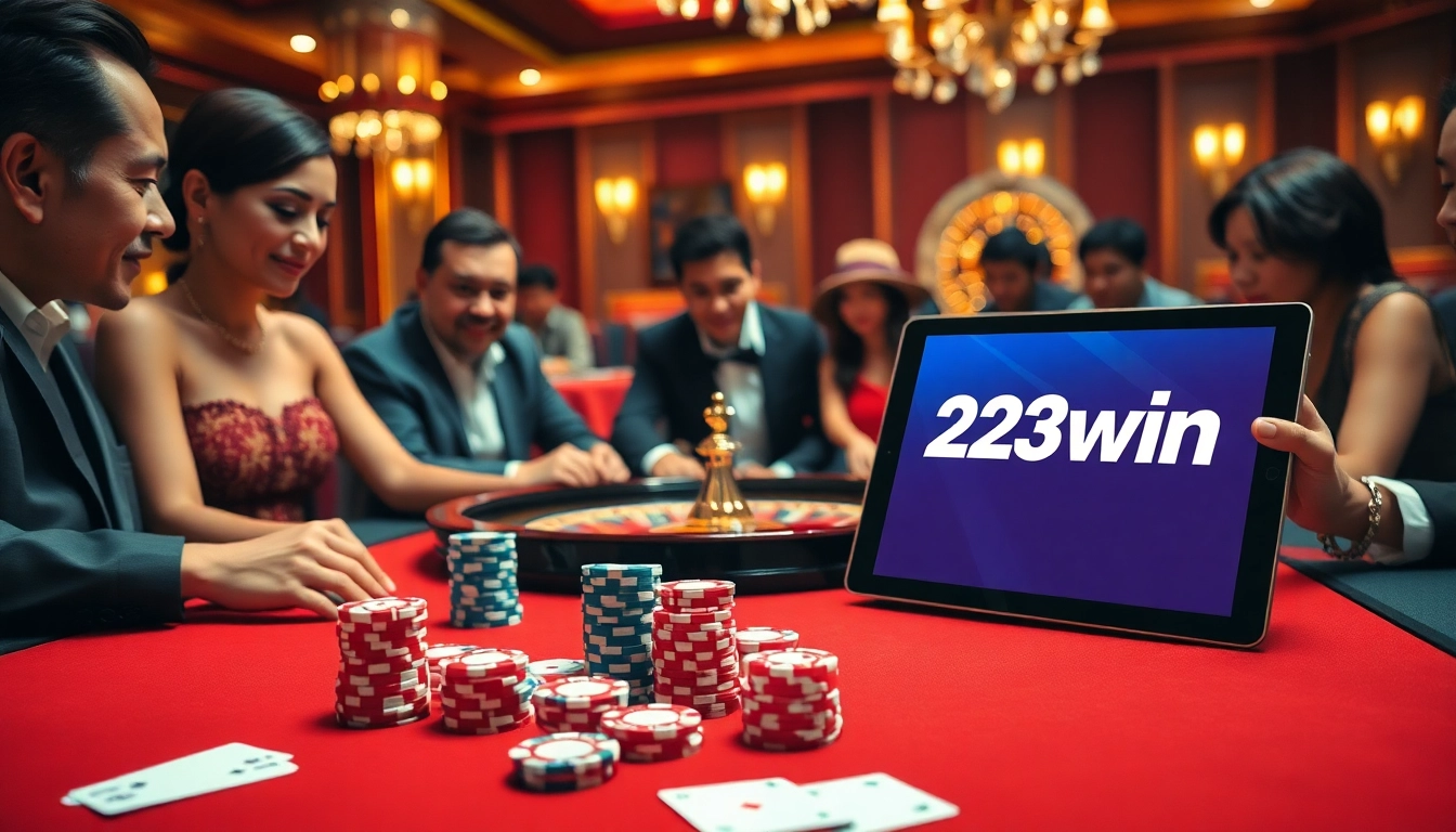 Experience the thrill of winning big at 23win with an elegant poker scene featuring high-stakes chips.