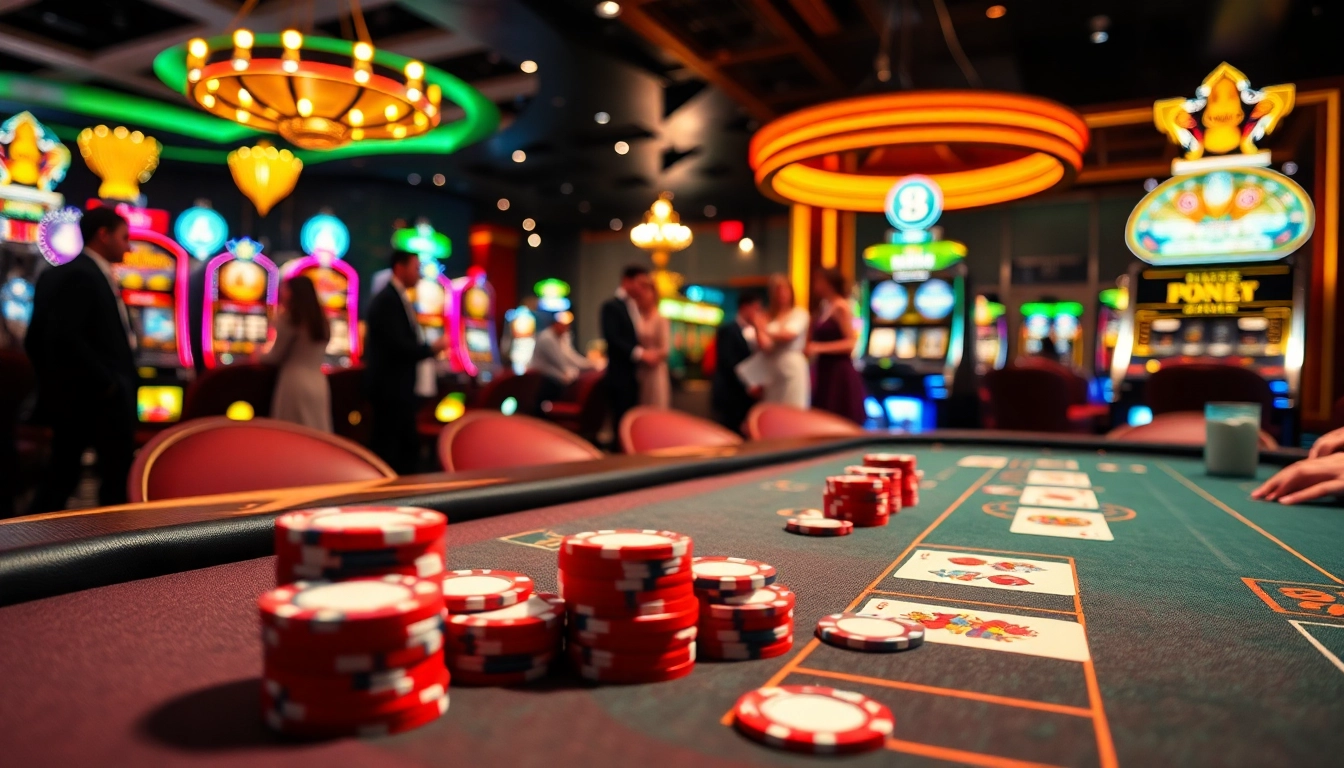 Jouez à des jeux de casino en ligne avec une table de poker animée et des joueurs concentrés.