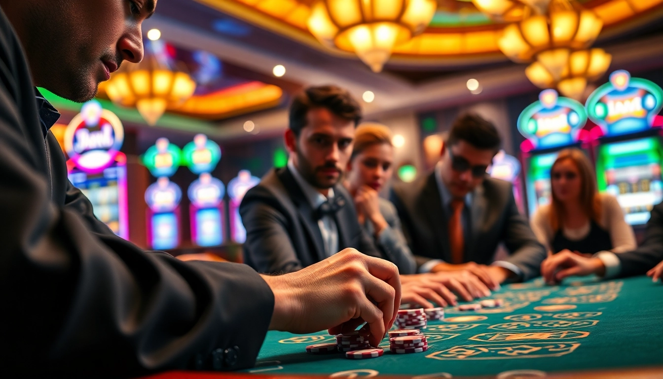 Avis sur coinpoker avec des joueurs concentrés autour d'une table de poker animée au casino.