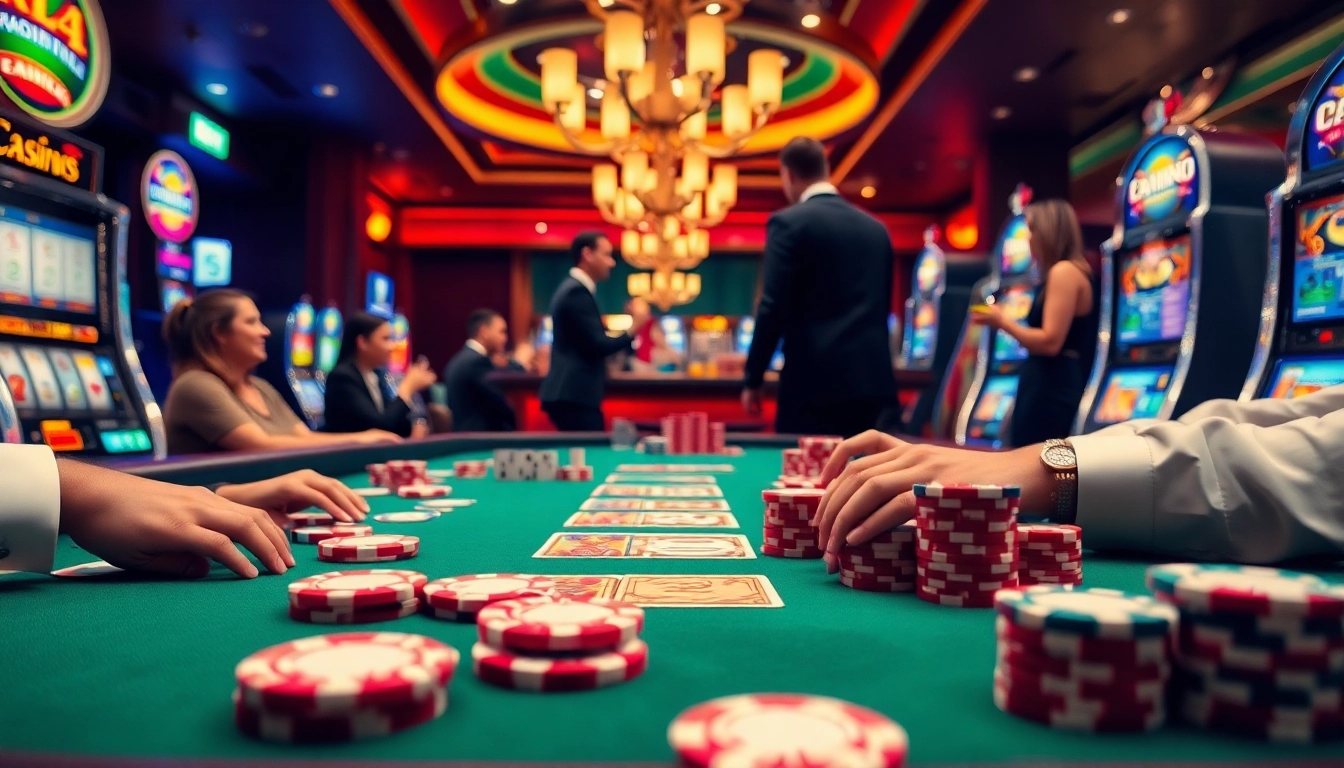 Jouez à des jeux de casino en ligne avec une table de poker animée et des joueurs concentrés. related image