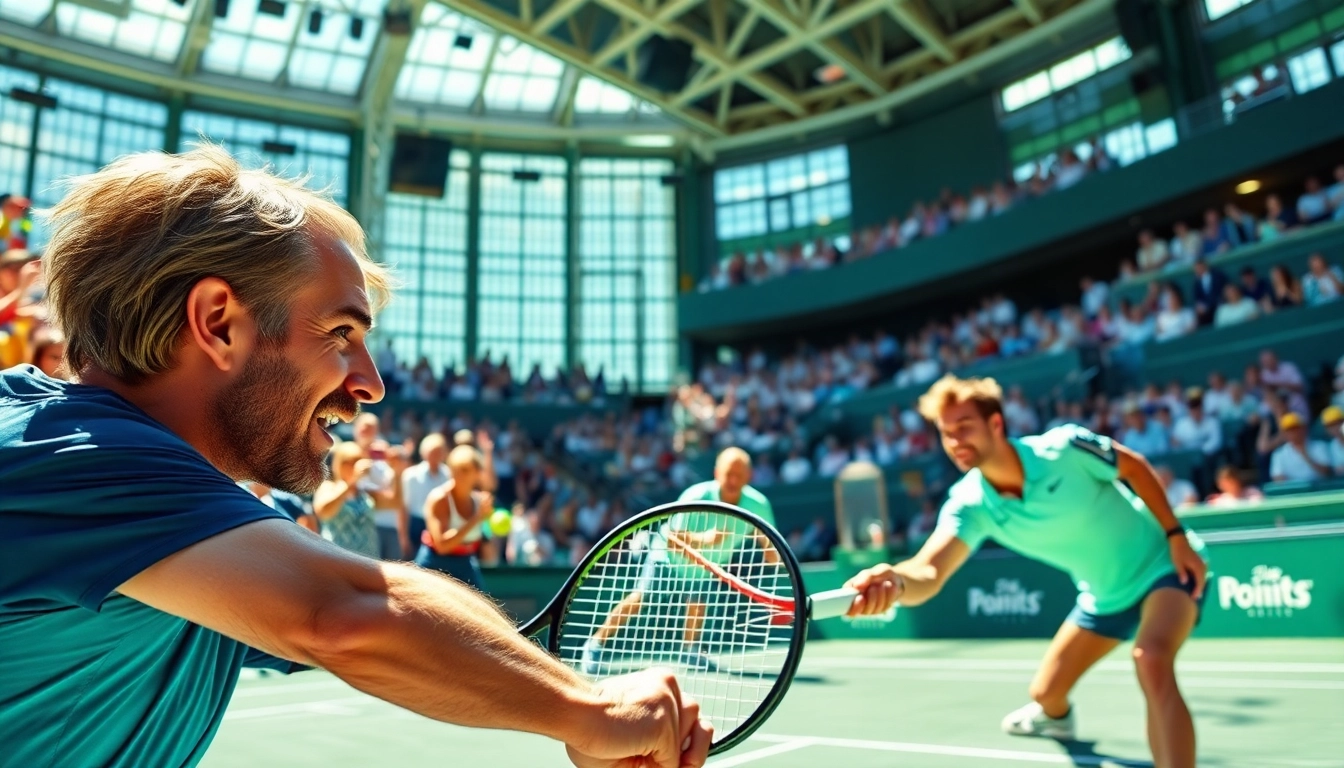 Pari sportif tennis captivant avec des joueurs s’affrontant sur un court.