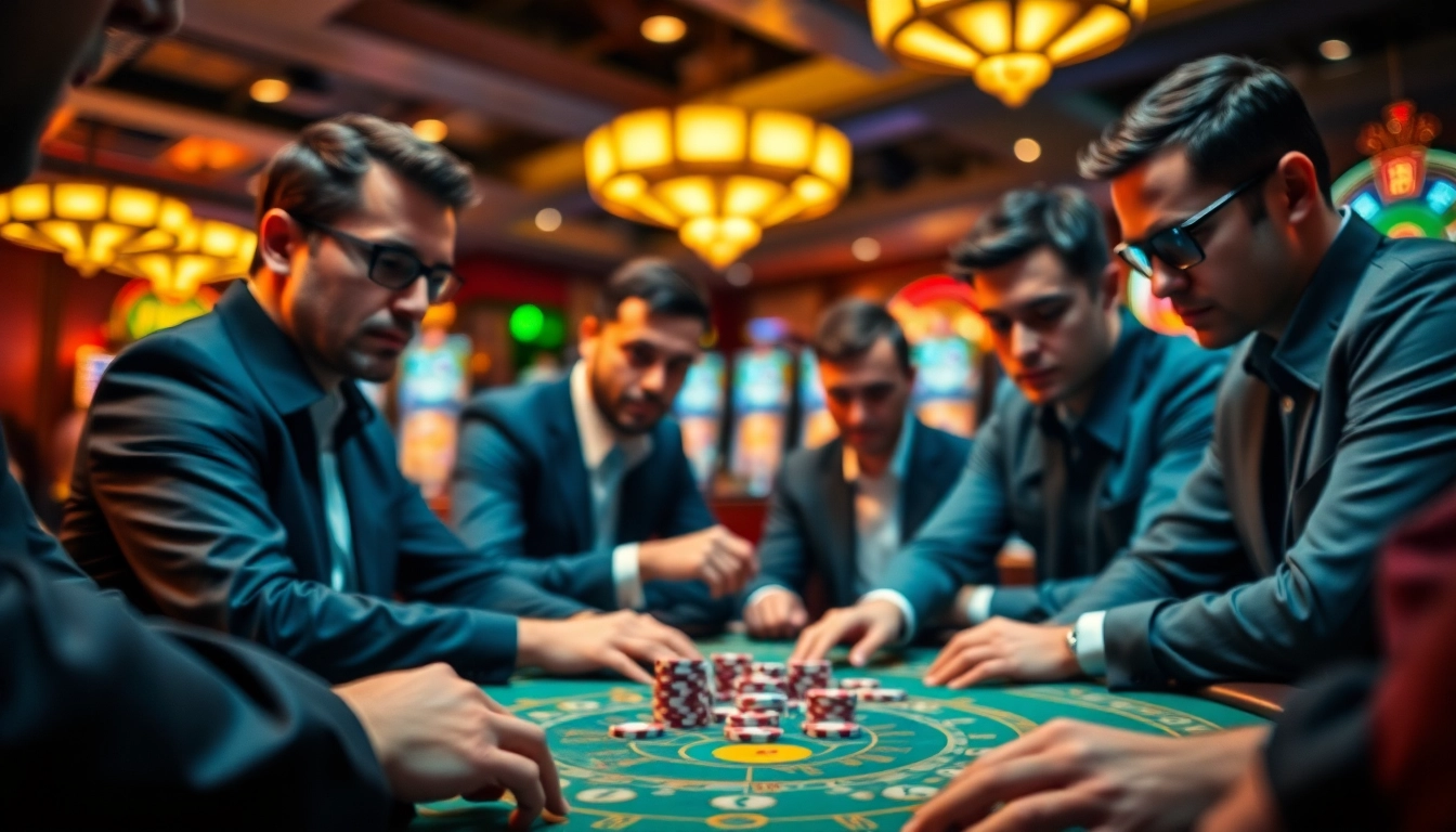 Avis sur coinpoker avec des joueurs concentrés autour d'une table de poker animée au casino. related image
