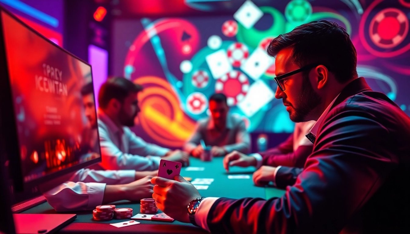 Jouer au poker en ligne sur une plateforme dynamique et engageante avec des joueurs concentrés. related image