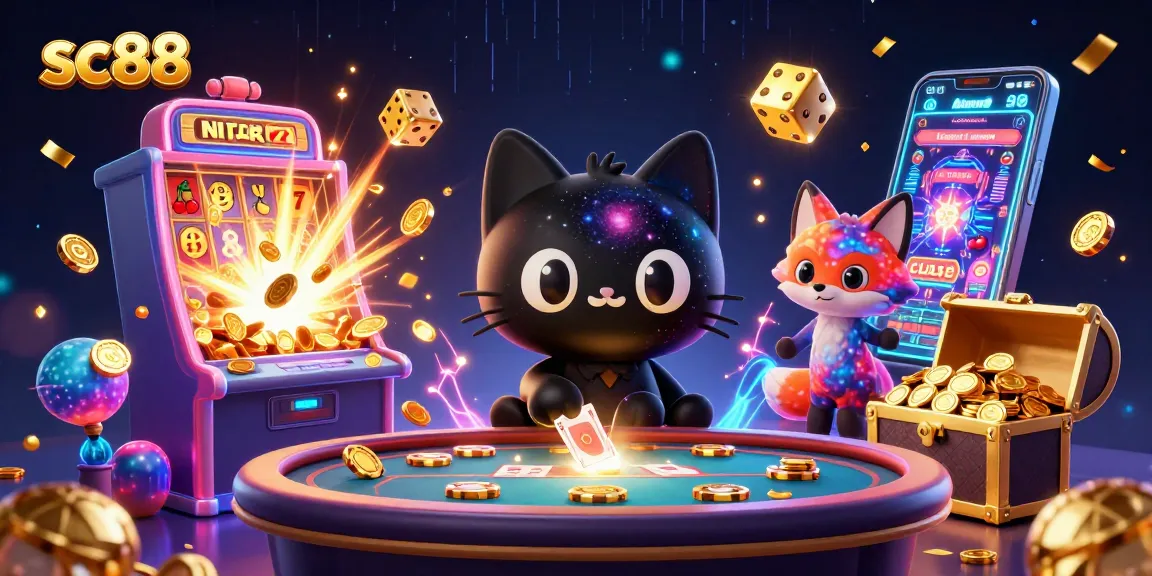 Experience thrilling gaming at SC88 with vibrant casino elements and lively characters.