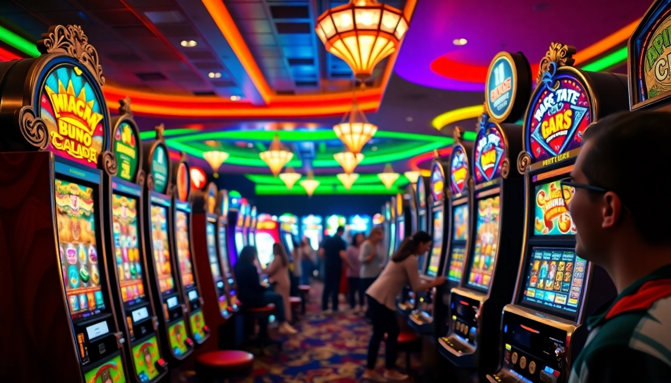 Jouer à machine à sous casino avec des animations colorées dans un cadre de casino animé. related image