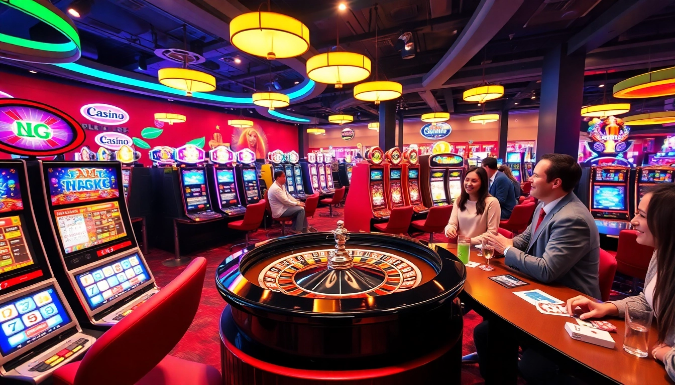 Jouer à des jeux excitants de casino en ligne avec des machines à sous et une ambiance festive. related image