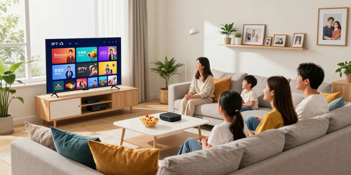 Regardez vos chaînes préférées avec un abonnement IPTV dans un salon accueillant.
