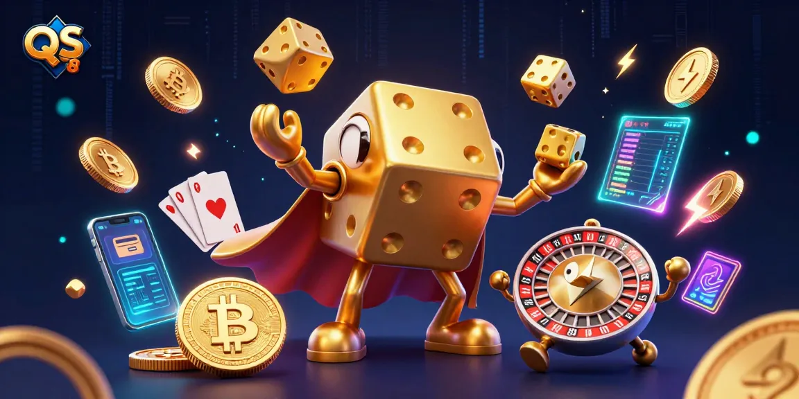 Experience winning at QS 88 with vibrant visuals showcasing casino gaming elements and crypto.