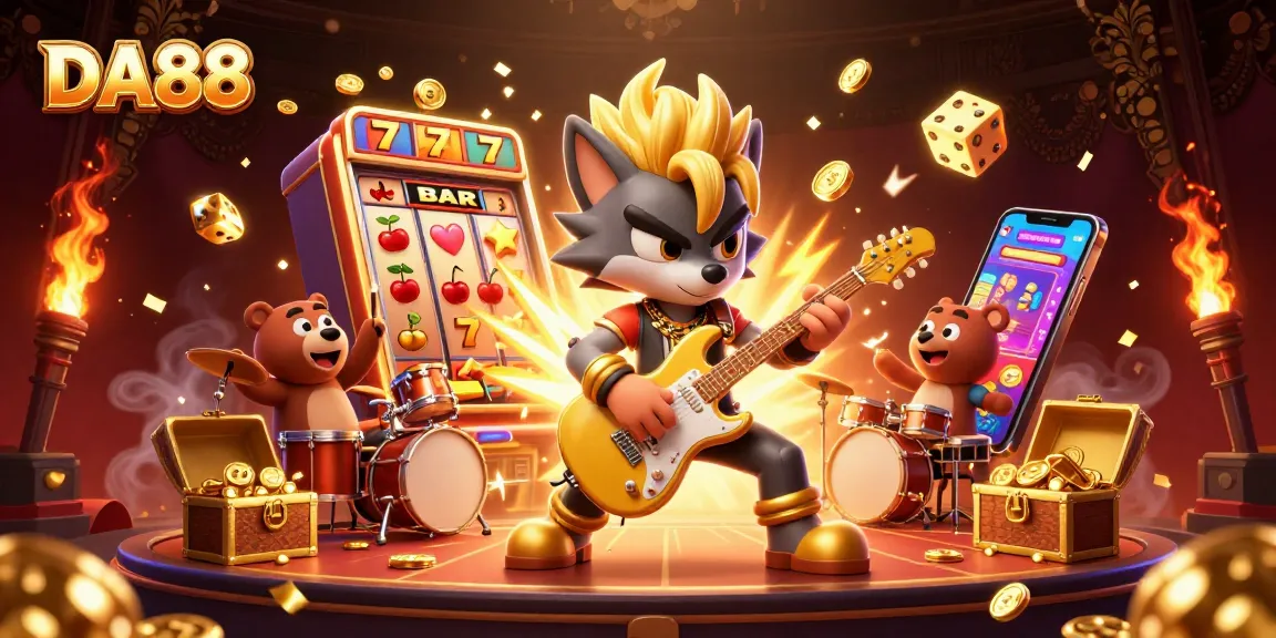 Experience DA88 excitement with rock star animals and jackpot slot machine chaos!