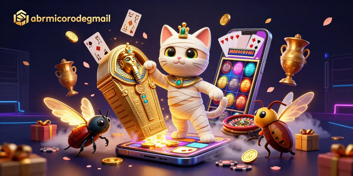 Win big with abrirmicorreodegmail as an Egyptian mummy cat bursts from a sarcophagus in a casino.