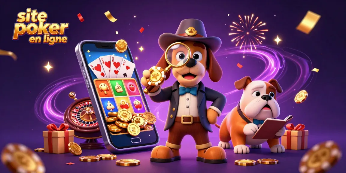 Jouez au poker en ligne avec notre illustration captivante sur site de poker en ligne, révélant des indices dorés.