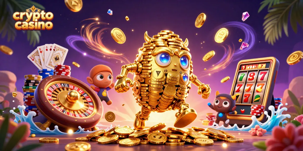 Plongez dans l'univers du crypto casino avec cette illustration 3D animée, pleine de richesses et d'excitation.