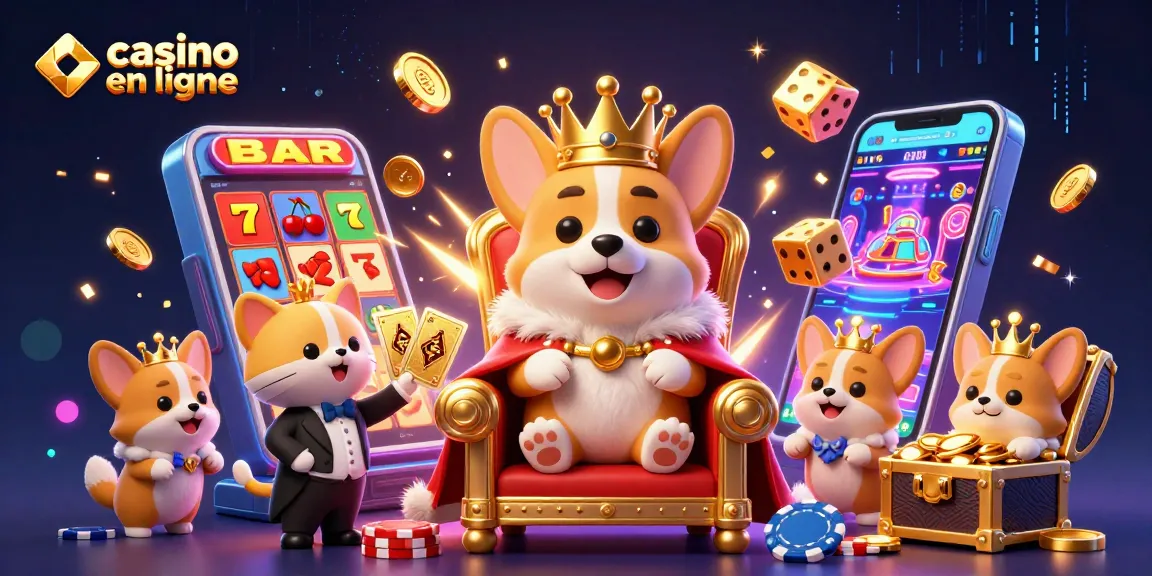 Jouez au casino en ligne avec des corgis royaux jouant sur une machine à sous spectaculaire.